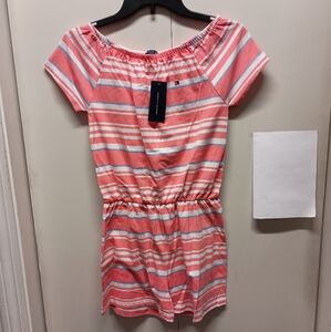 Tommy Hilfiger Coral Striped Romper Girls - L (12-14)